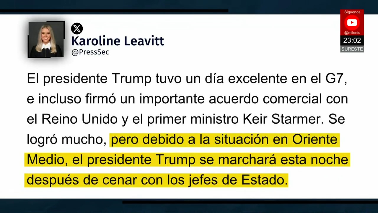 Trump deja el G7 y crecen rumores de ataques en Medio Oriente