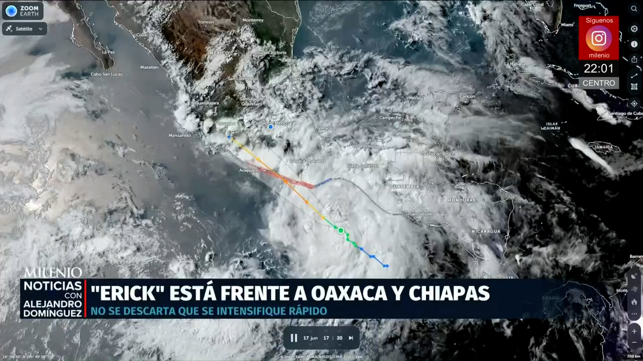 Eric' se intensifica y amenaza costas de Oaxaca y Guerrero con gran fuerza