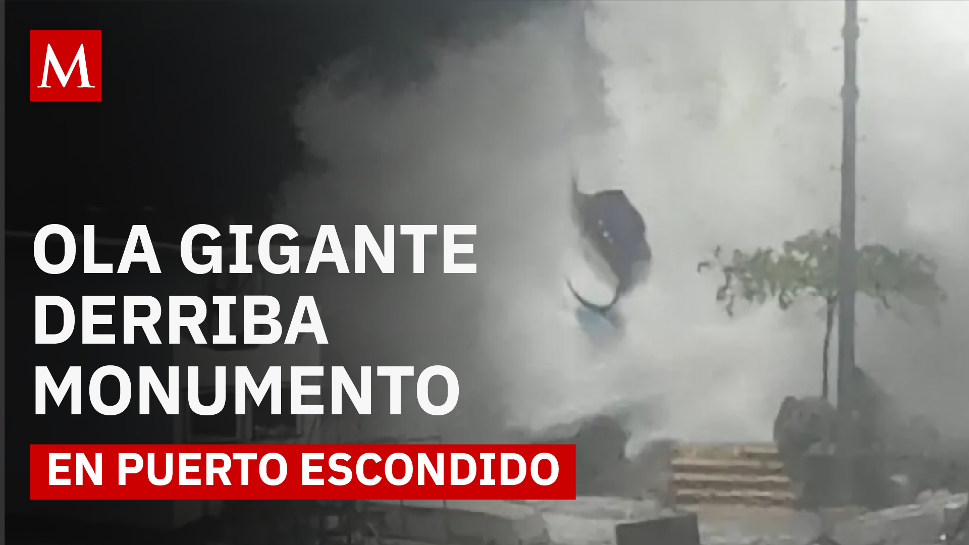 Enorme ola arrasa con el monumento al Pez Vela tras el paso del huracán 'Erick'