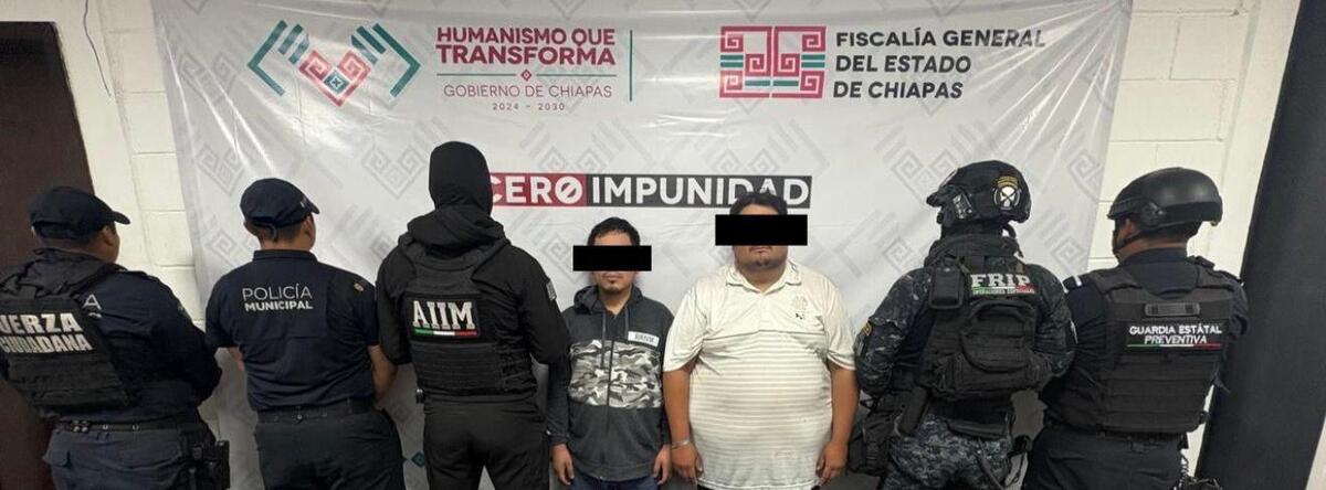 La Fiscalía General de Chiapas presentó a los presuntos responsables ante la autoridad competente. | Foto: @sspchiapas