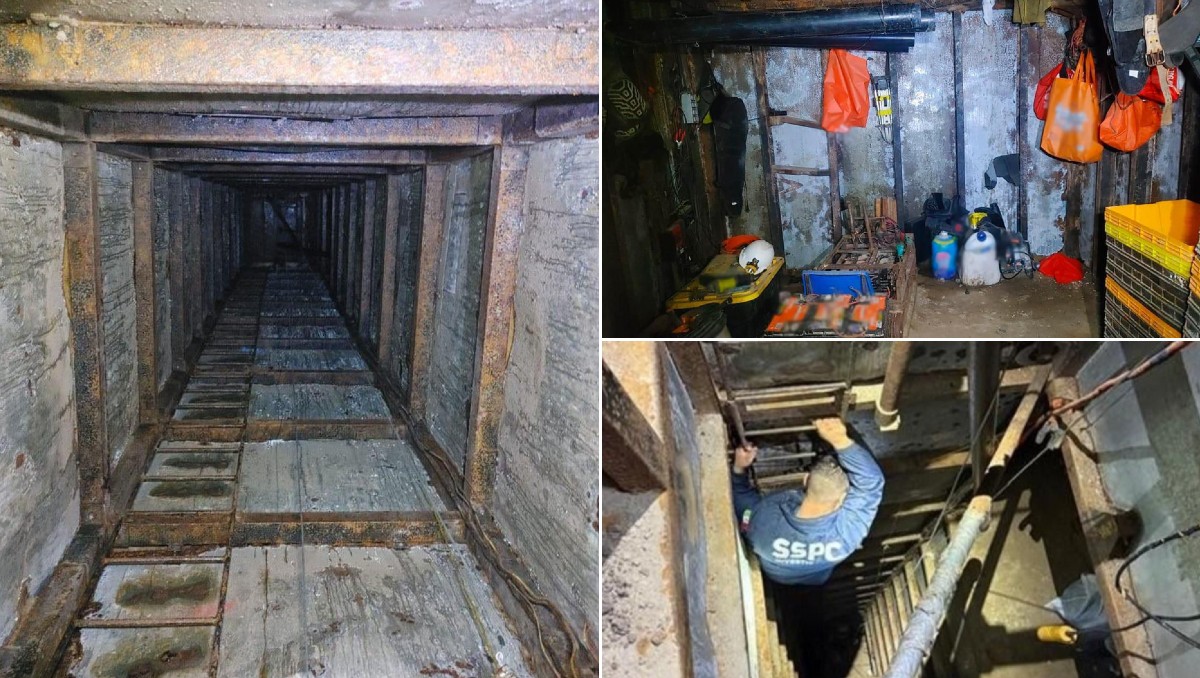 El narcotúnel hallado en Tijuana tenía una longitud de unos 600 metros y llegaba a San Diego, EU. | SSPC