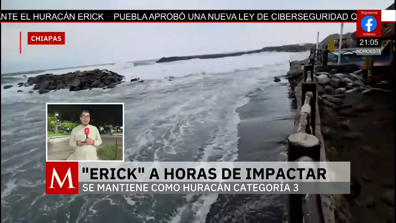 Oleaje de hasta tres metros golpea Puerto Chiapas y Tonalá por huracán 'Erick'