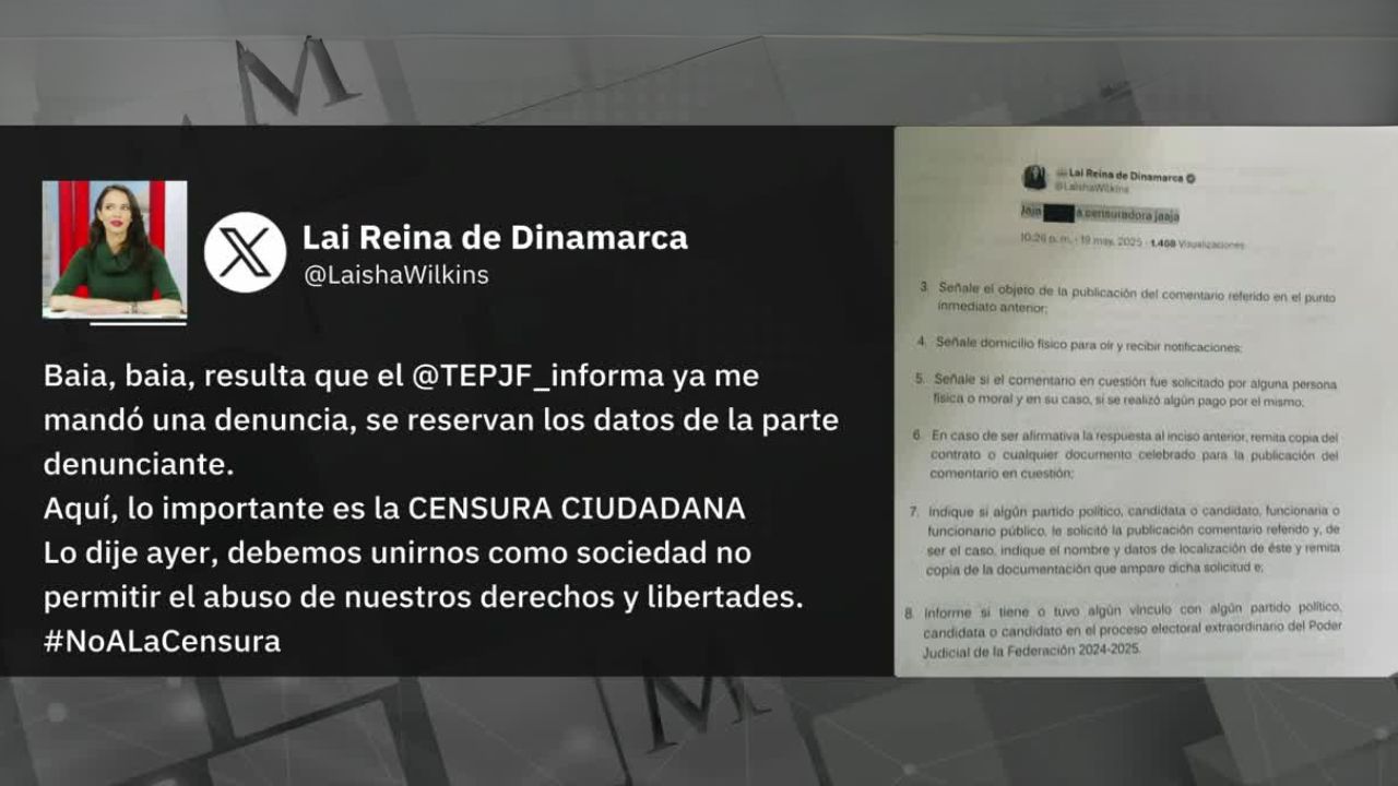 Laisha Wilkins recibe una notificación del TEPJF tras una denuncia por un tuit