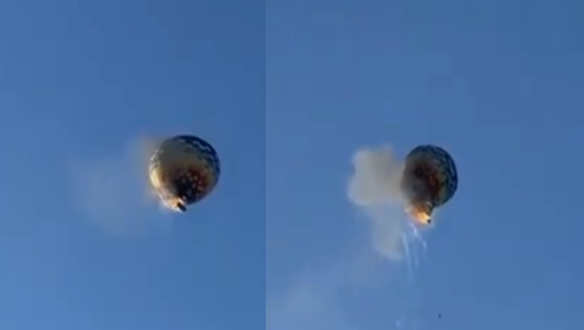 Momento exacto en que un globo aerostático se incendió. | Redes sociales