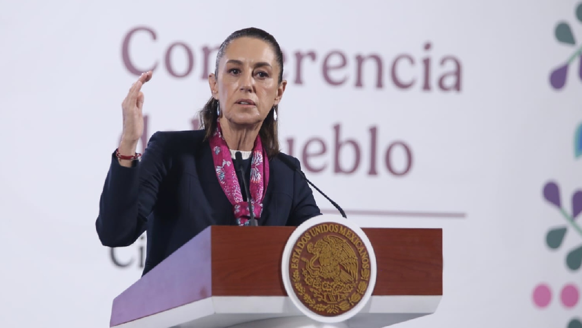 La presidenta Claudia Sheinbaum en su conferencia de prensa mañanera hoy. | Ariana Pérez