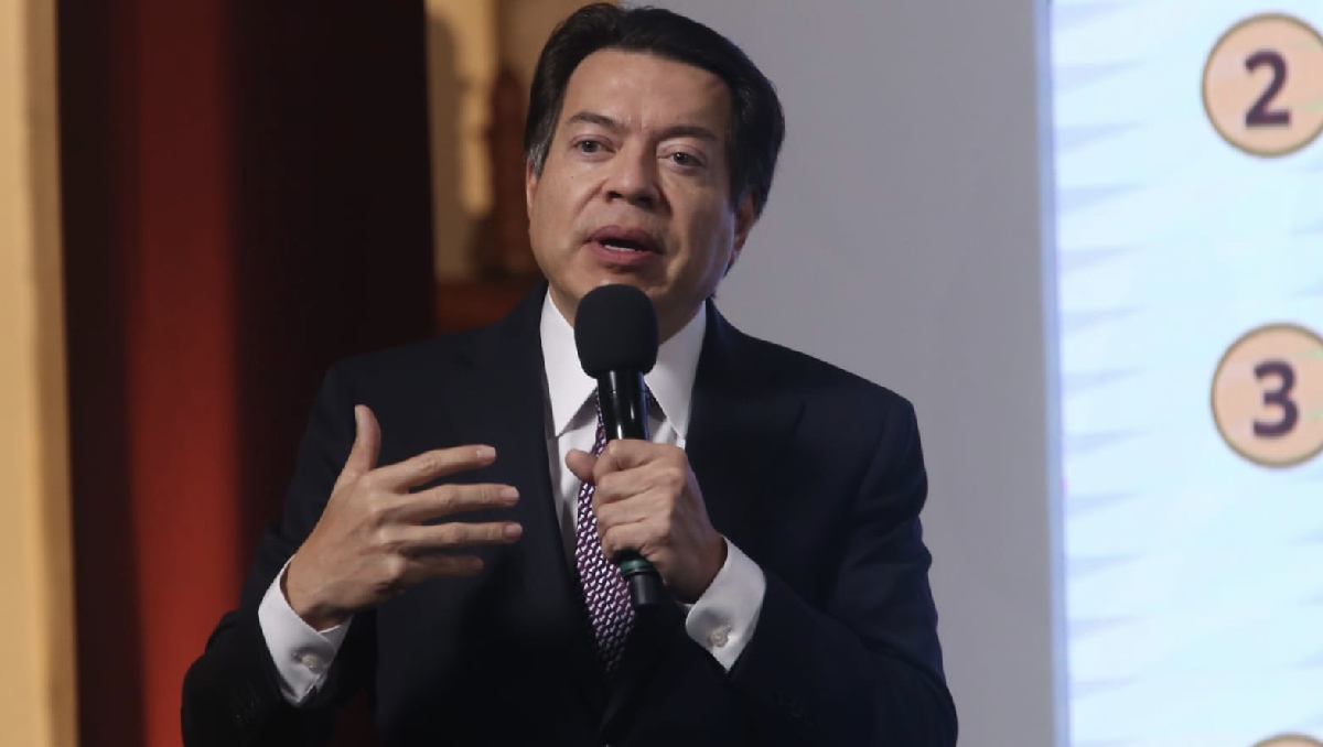 El titular de la Secretaría de Educación Pública, Mario Delgado, en la conferencia mañanera de hoy. | Ariana Pérez