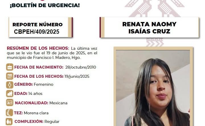 Emiten ficha de búsqueda para localizar a Naomy Cruz. (Especial)