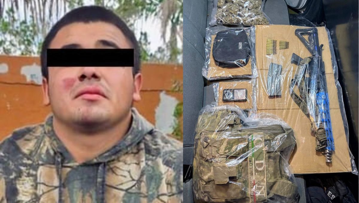 El investigado vestía ropa y un chaleco táctico con siglas de un grupo delictivo | Especial