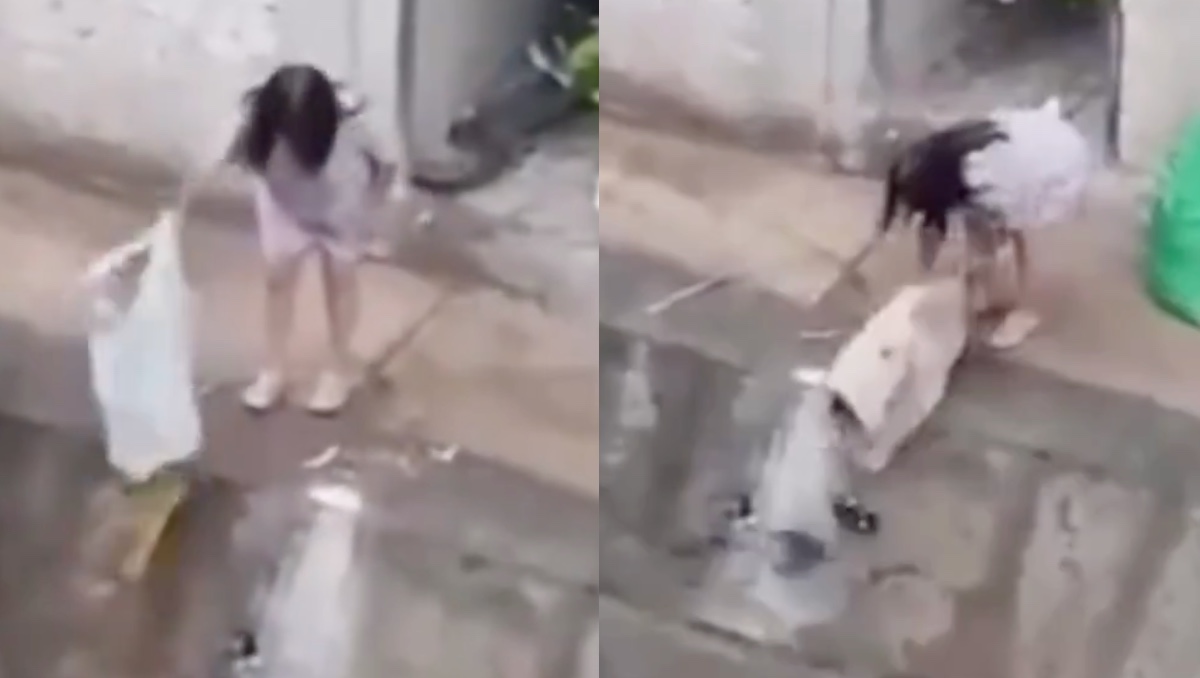 Mujer fue captada tirando basura al Río Hondo. | ESPECIAL