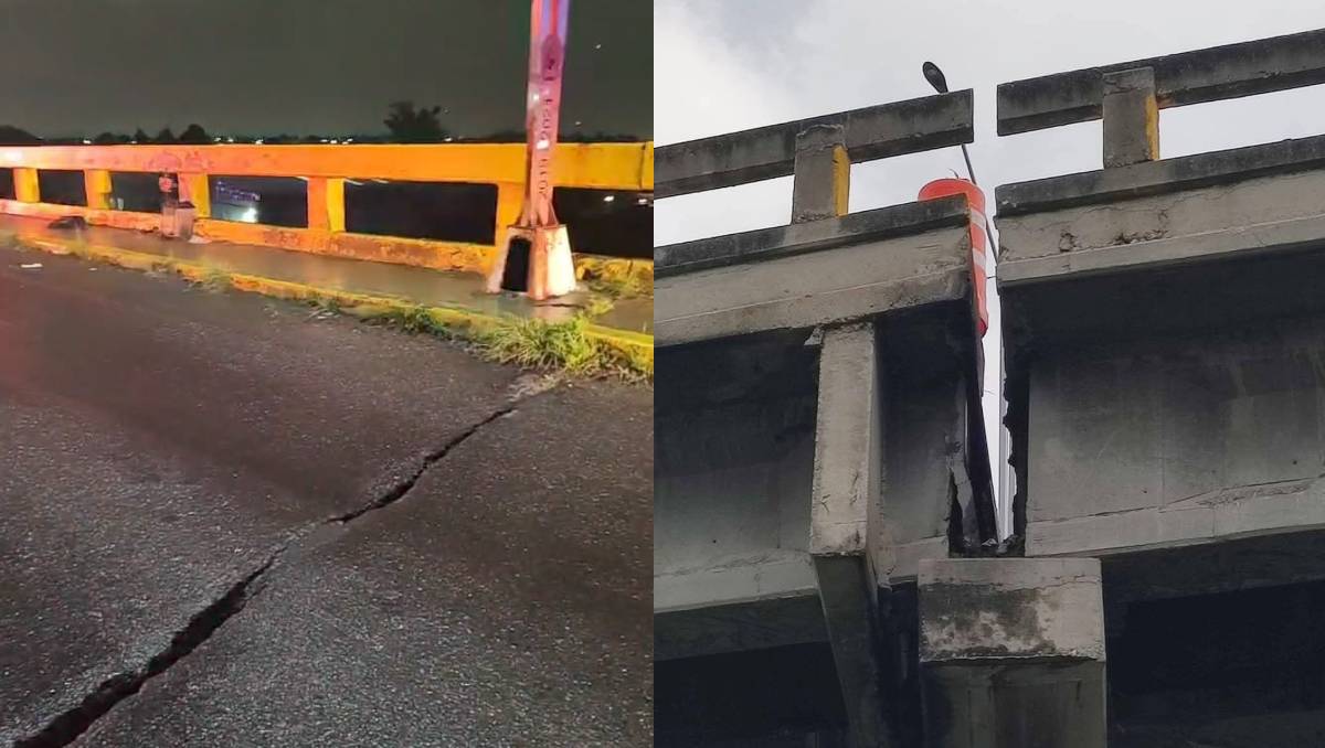 Tras daño estructural inhabilitan para circular un puente vehicular en Teoloyucan.| Especial