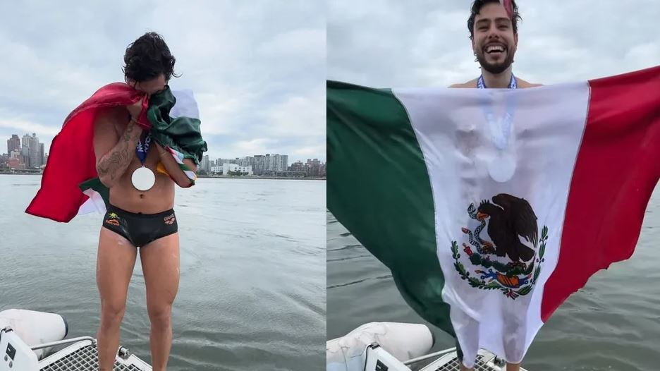 David Olvera rompe récord mundial al nadar alrededor de Manhattan en tiempo histórico