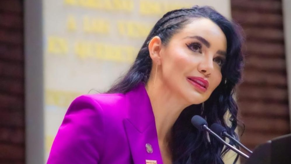 La vicecoordinadora de Morena en la Cámara de Diputados, Gabriela Jiménez, en la tribuna parlamentaria. (Especial)