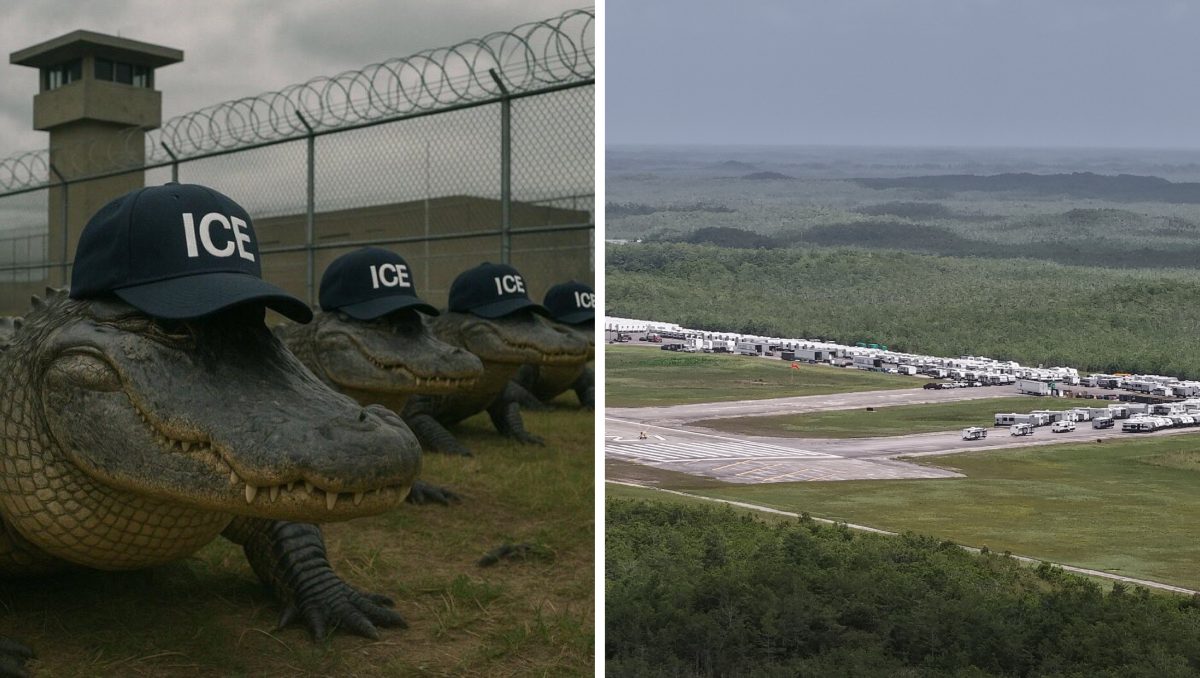 El Alcatraz de los Caimanes fue levantado en una reserva natural | Imagen creada con IA compartida por el DHS / AP