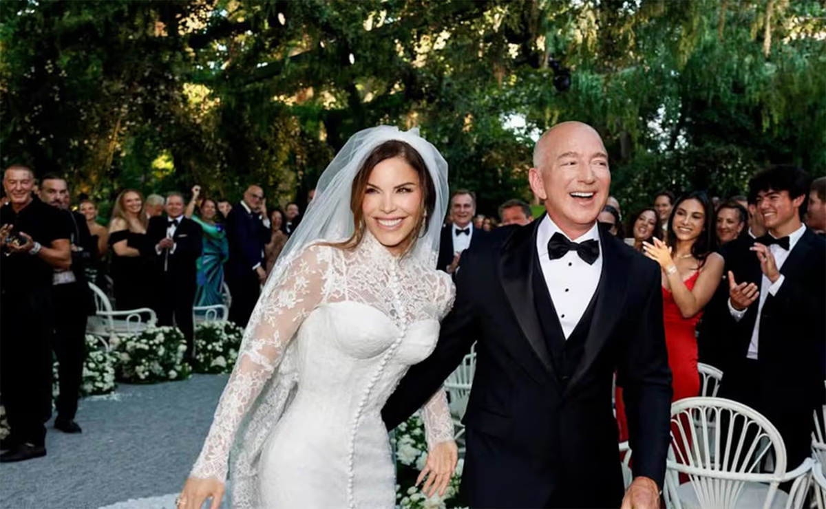 Jeff Bezos y Lauren Sánchez en su fiesta de boda. (Foto: @laurensanchezbezos)