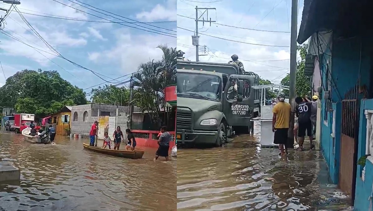 Evacuación en la colonia Vicente Guerrero de Tampico. (Jesús Alberto García)
