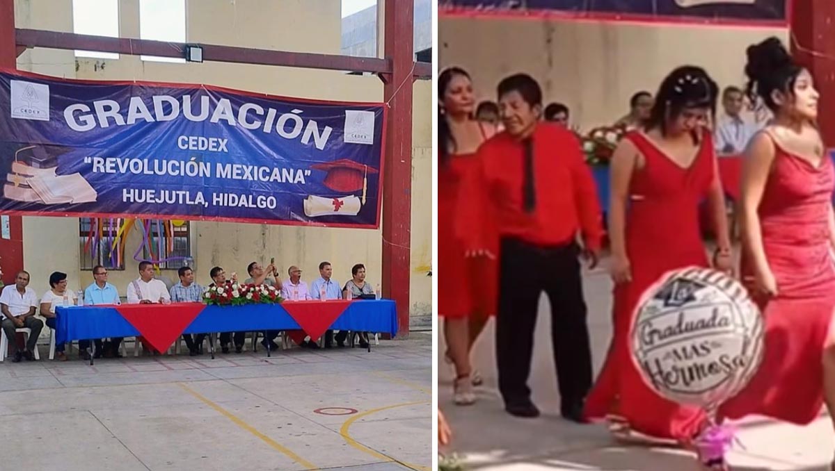 Benjamín Toledo durante su ceremonia de graduación en el CEDEX de Huejutla.