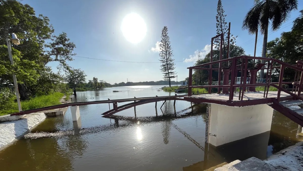 Nivel de la laguna del Chairel de Tampico. (Yazmín Sánchez)