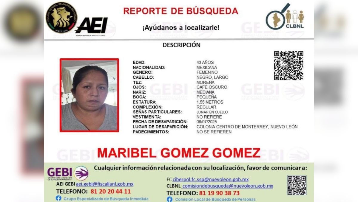 La señora fue identificada como Maribel Gómez Gómez, de 43 años | Especial