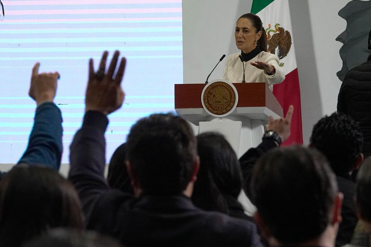 Claudia Sheinbaum, presidenta de México, durante la ronda de preguntas y respuestas en la Conferencia del Pueblo. | Cuartoscuro