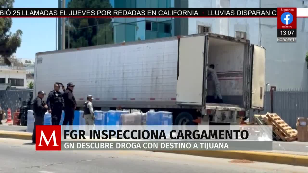 En Baja California, la GN asegura un tráiler que cargaba 72 kg de metanfetamina en camino a Tijuana