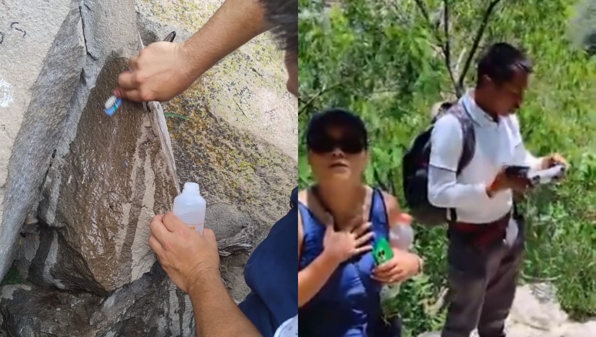 Mujer extranjera vandaliza la Peña de Bernal
