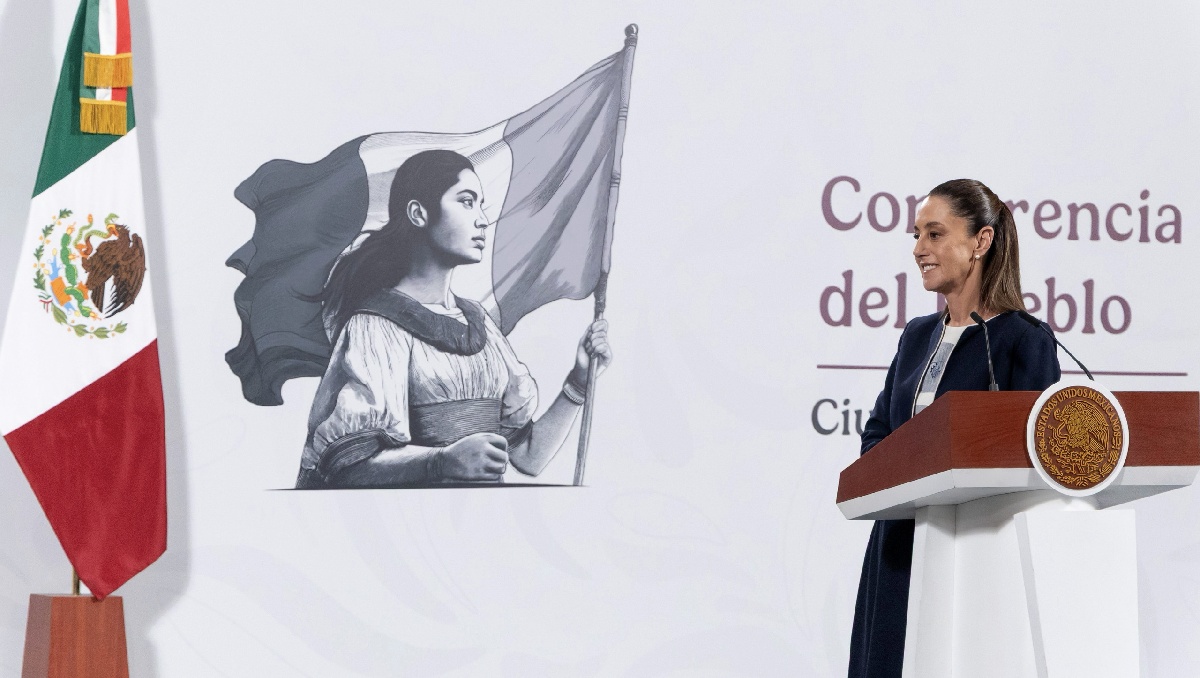 La mandataria llevó a cabo su conferencia de prensa en el Salón de Tesorería en Palacio Nacional. | Cortesía