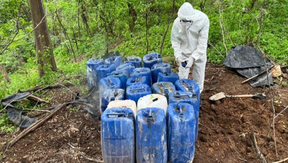 Localizan siete áreas de concentración de material para elaborar metanfetamina en Sinaloa. | SSPC