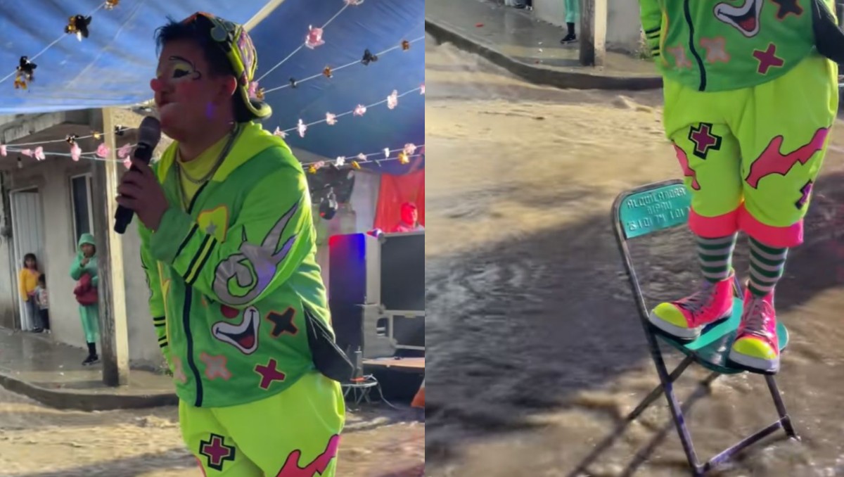 Payaso se vuelve viral por dar show en plena lluvia | TikTok