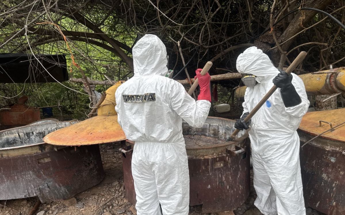 Además se aseguraron mil 625 kilos y mil 600 litros de sustancias químicas. | Especial