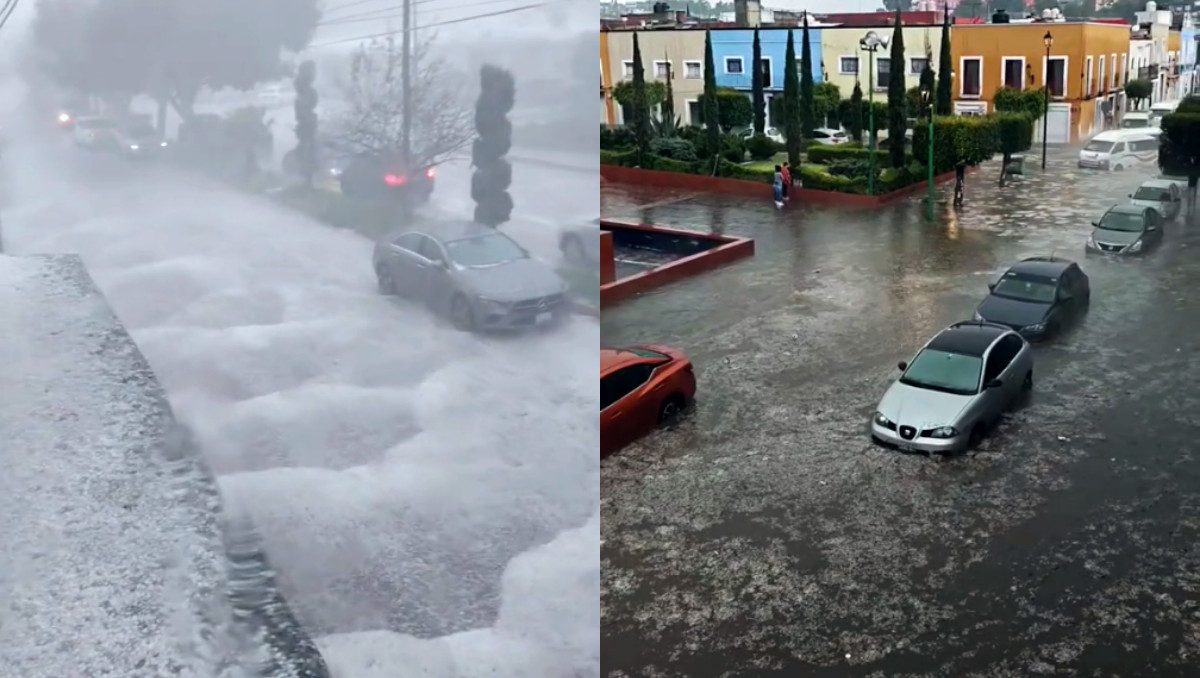 Lluvias con granizo en Tlaxcala provocan inundaciones | Tiktok
