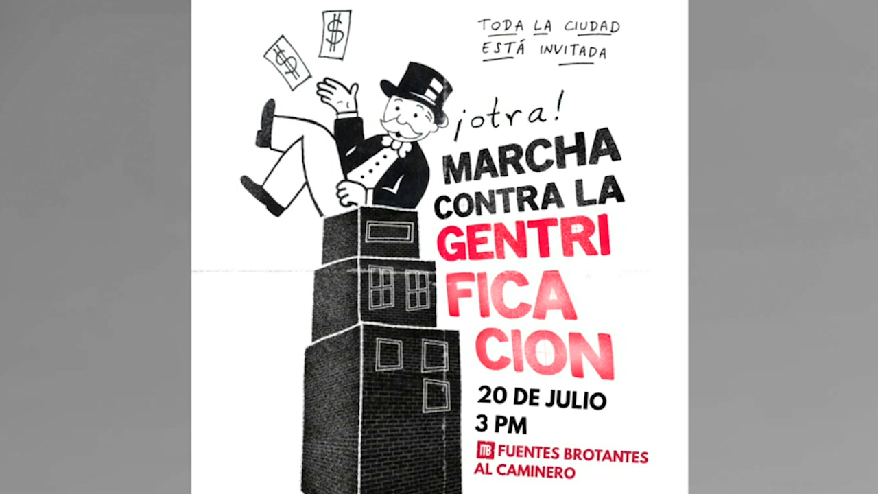 Colectivo convoca nueva protesta contra la gentrificación este 20 de julio