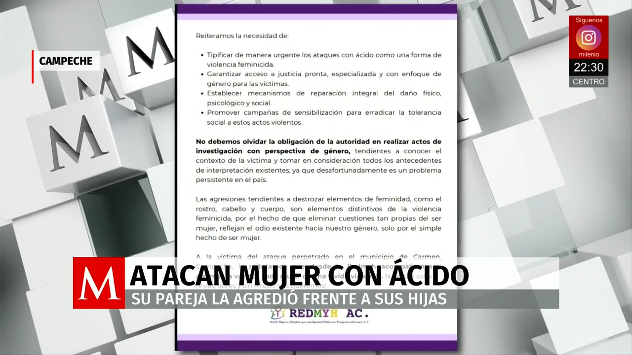 Ataque con ácido en Campeche impulsa llamado a tipificar violencia feminicida