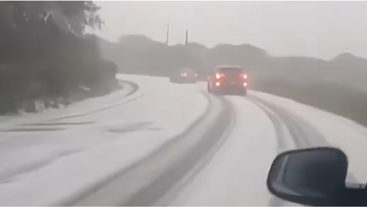 Granizada en Sierra de Lobos | Captura de video en redes sociales 'X'.