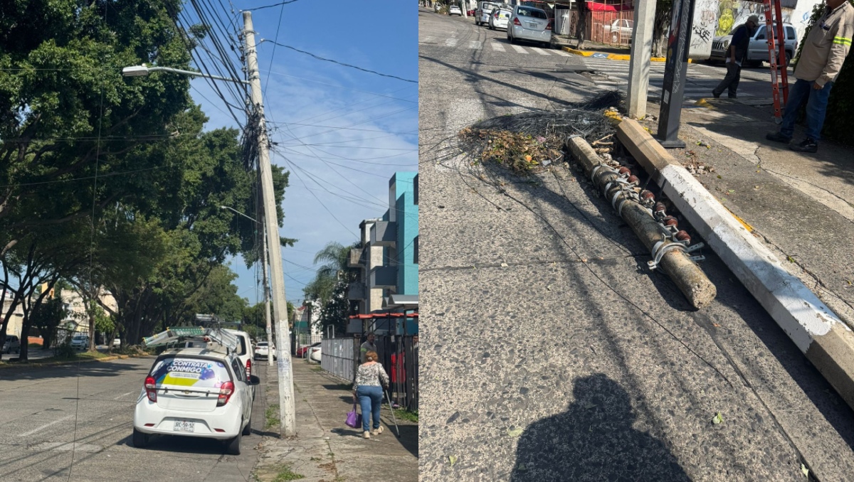 Postes ladeados y cables caídos ponen en riesgo a la población de Guadalajara (Fotos: Diana Barajas)