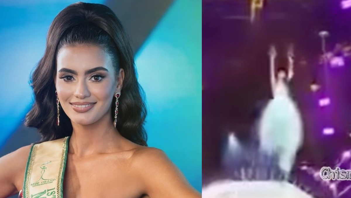 Modelo se cae en concurso de belleza. | ESPECIAL