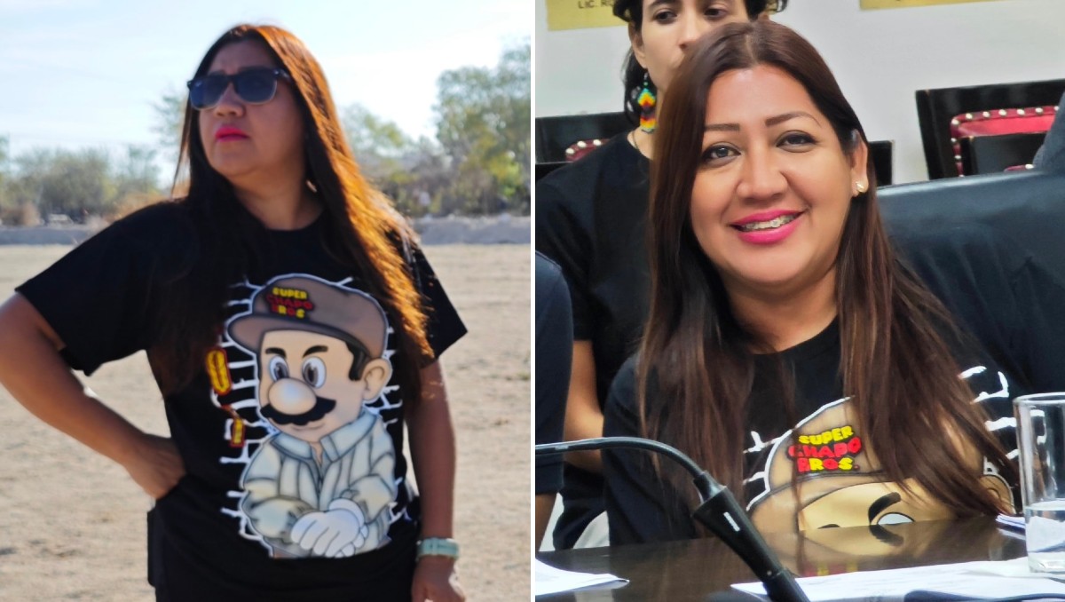 La regidora María del Carmen Aguilar Mendoza utilizó una playera estampada con una imagen de Joaquín 'El Chapo' Guzmán. | Facebook
