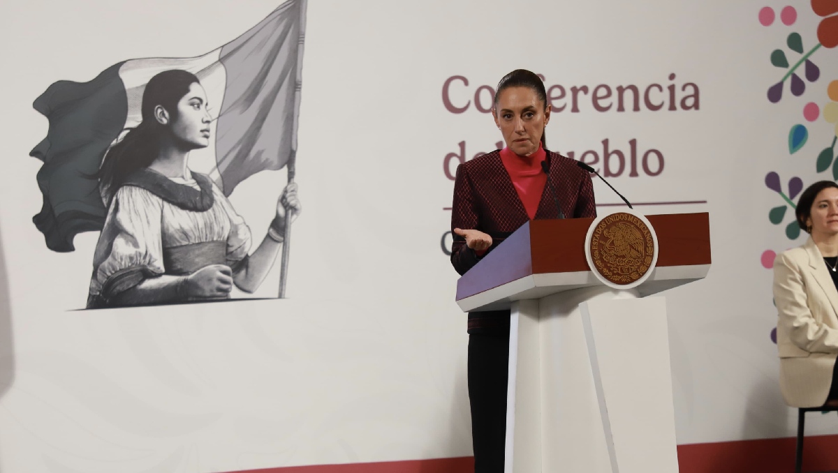 La presidenta Claudia Sheinbaum en el Salón de Tesorería para su conferencia mañanera. | Juan Carlos Bautista