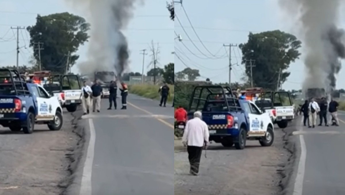 Un camión del transporte público fue incendiado por sujetos armados en Salamanca | Redes sociales.