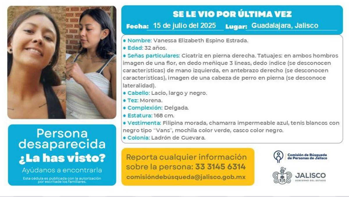 Vanessa Espino iba en su motocicleta cuando la corriente se la llevó en Zapopan (Facebook )