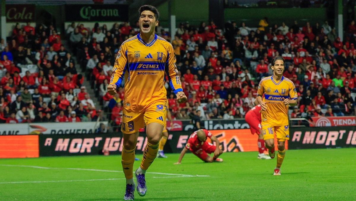 Tigres en festejo de gol ante Toluca en la jornada 3 (Imago7)