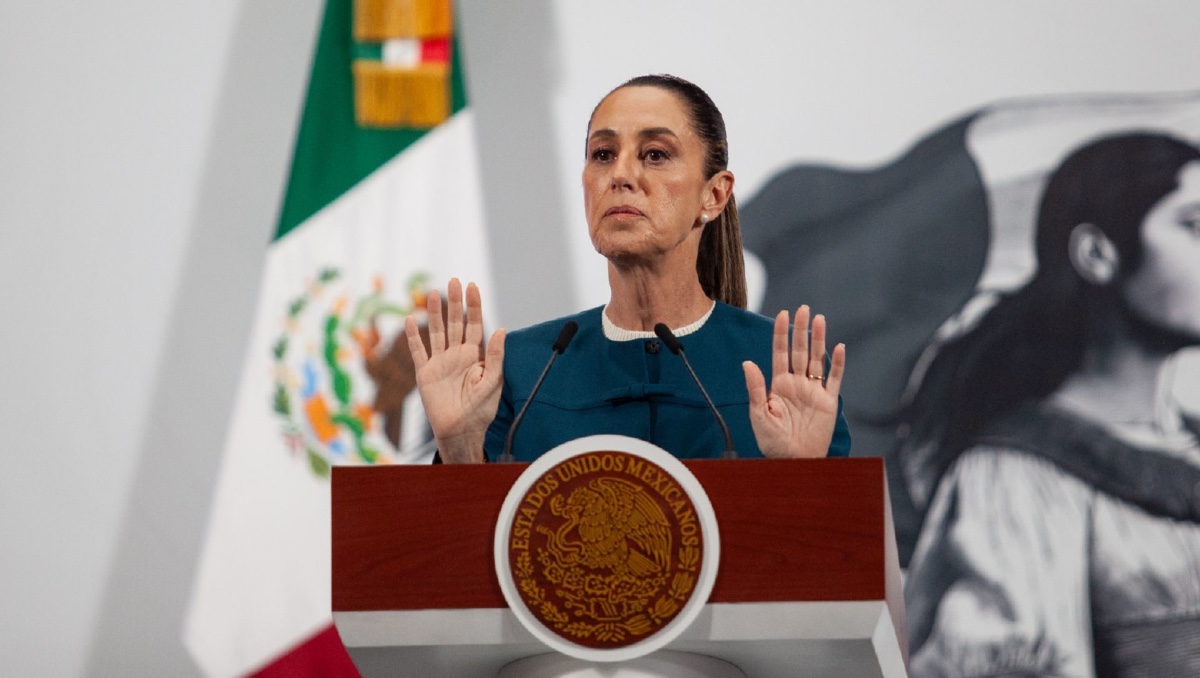 La mandataria durante su conferencia de prensa en Palacio Nacional el 28 de julio. (Cuartoscuro)