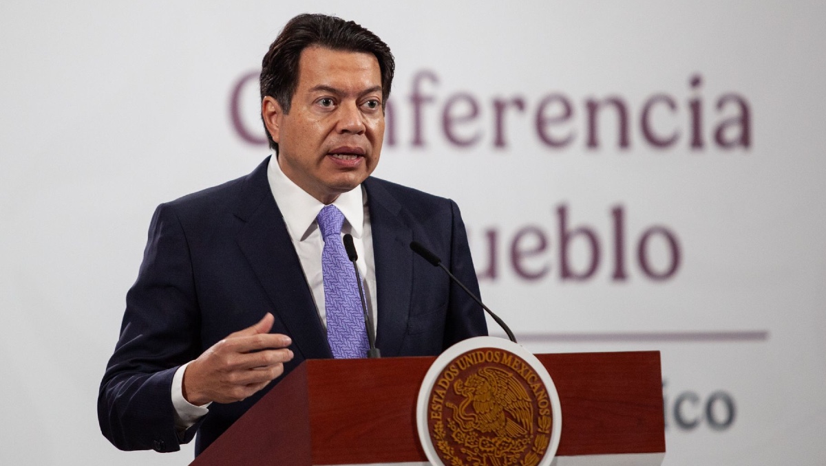 El secretario de Educación, Mario Delgado, en conferencia de prensa mañanera. (Cuartoscuro)