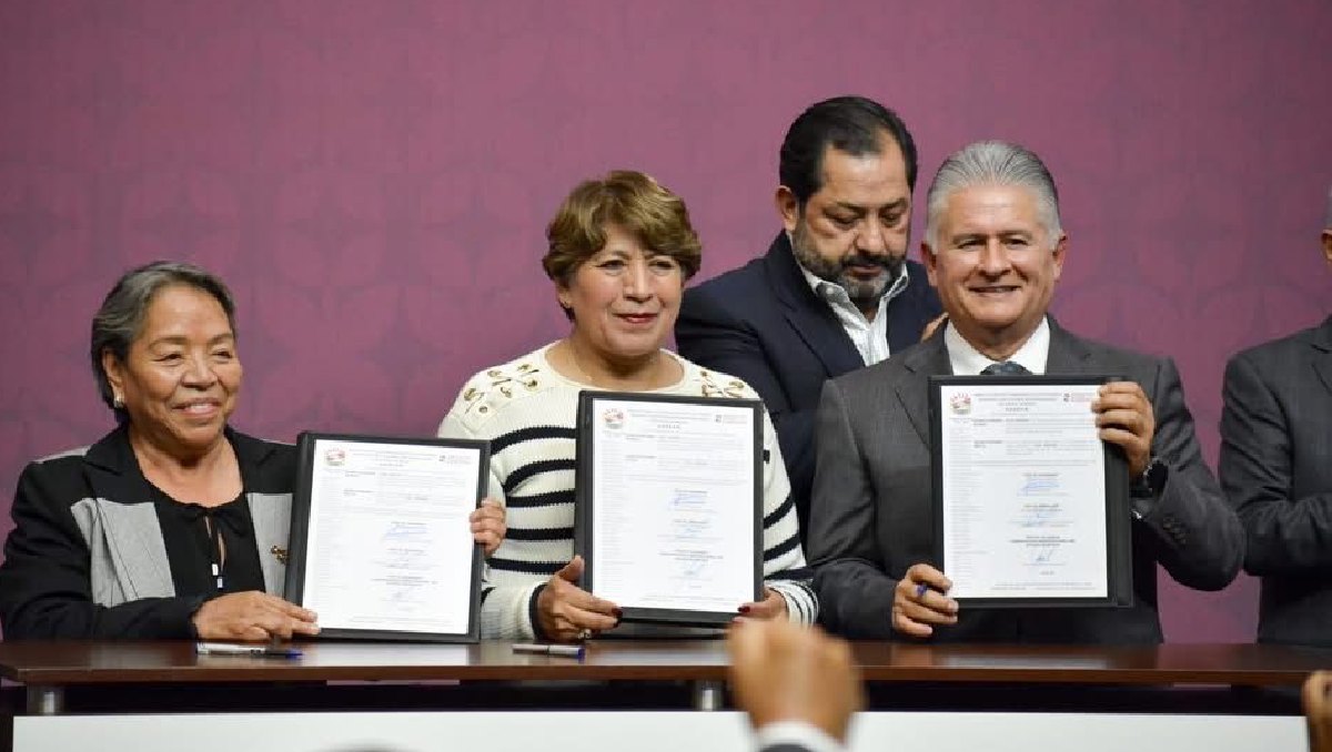 La gobernadora de Edomex se compromete a seguir mejorando las condiciones de trabajos de los agremiados del Suteym. Foto: (Especial)
