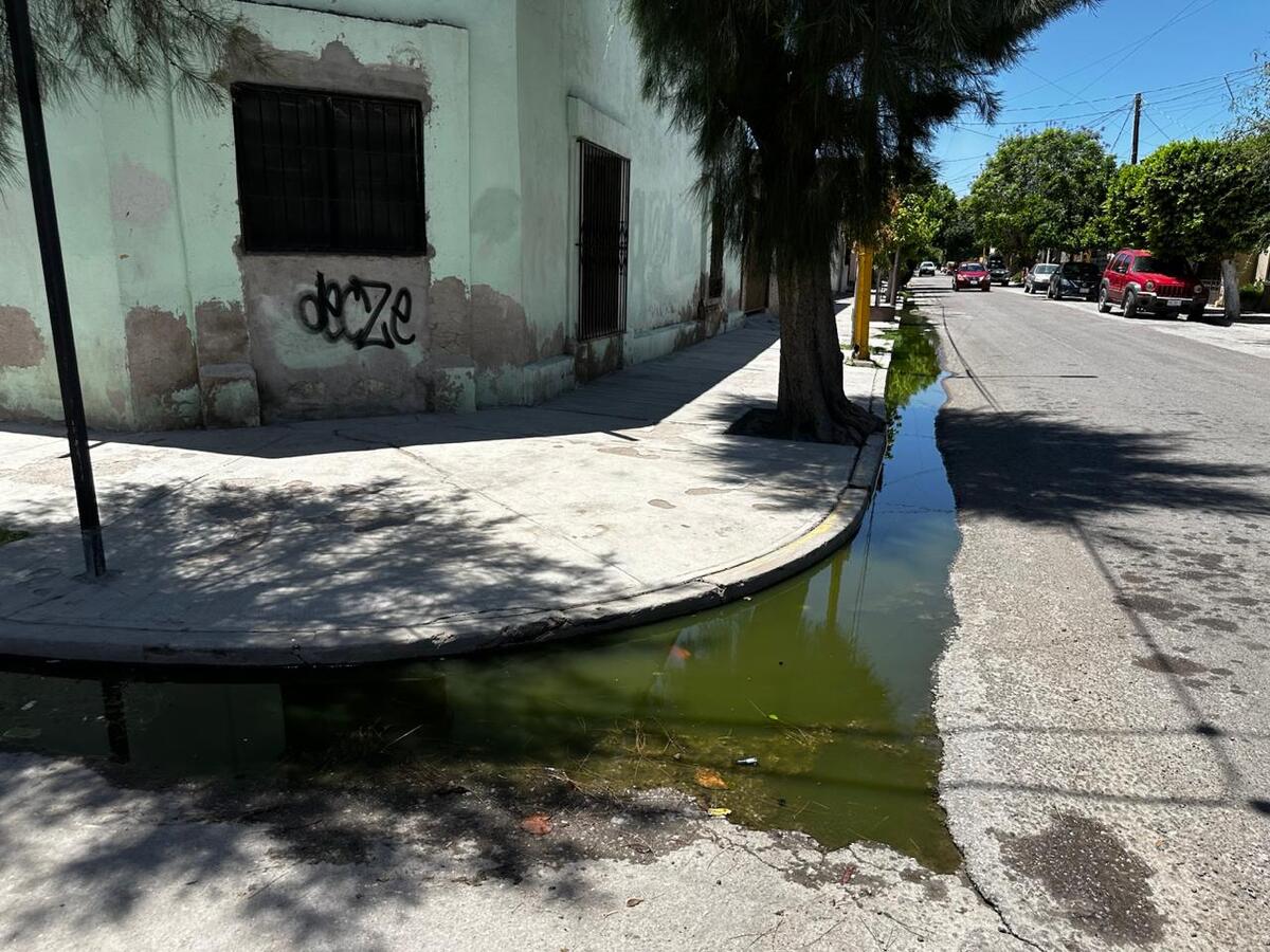 En Lerdo, aguas negras invaden calles del centro. (Luis Alatorre)