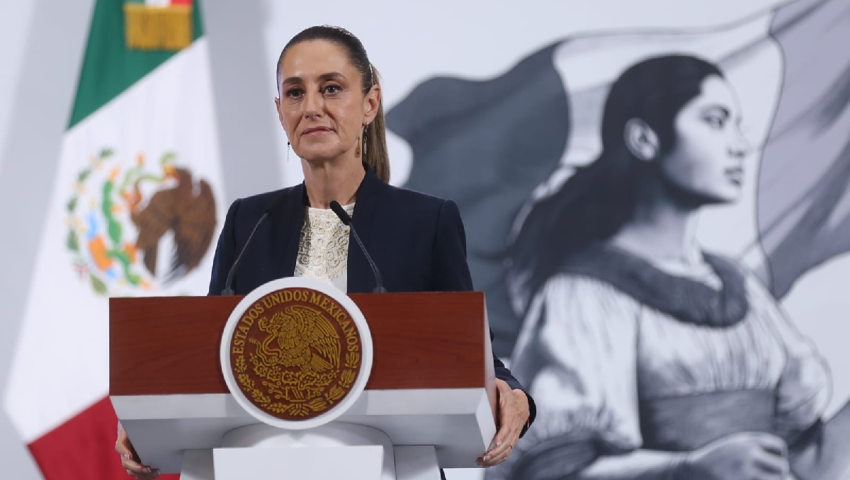 La presidenta Claudia Sheinbaum el 30 de julio en su conferencia mañanera en Palacio Nacional. | Araceli López
