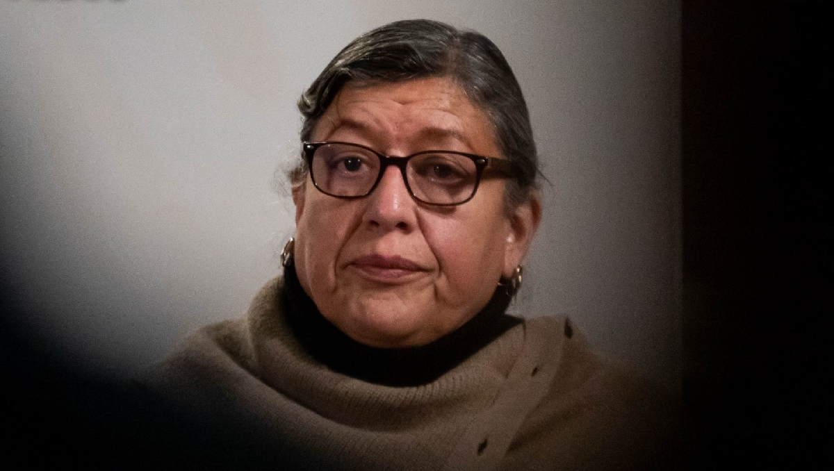 Teresa Guadalupe Reyes Sahagún, comisionada Nacional de Búsqueda, en una conferencia de prensa en 2023. | Cuartoscuro