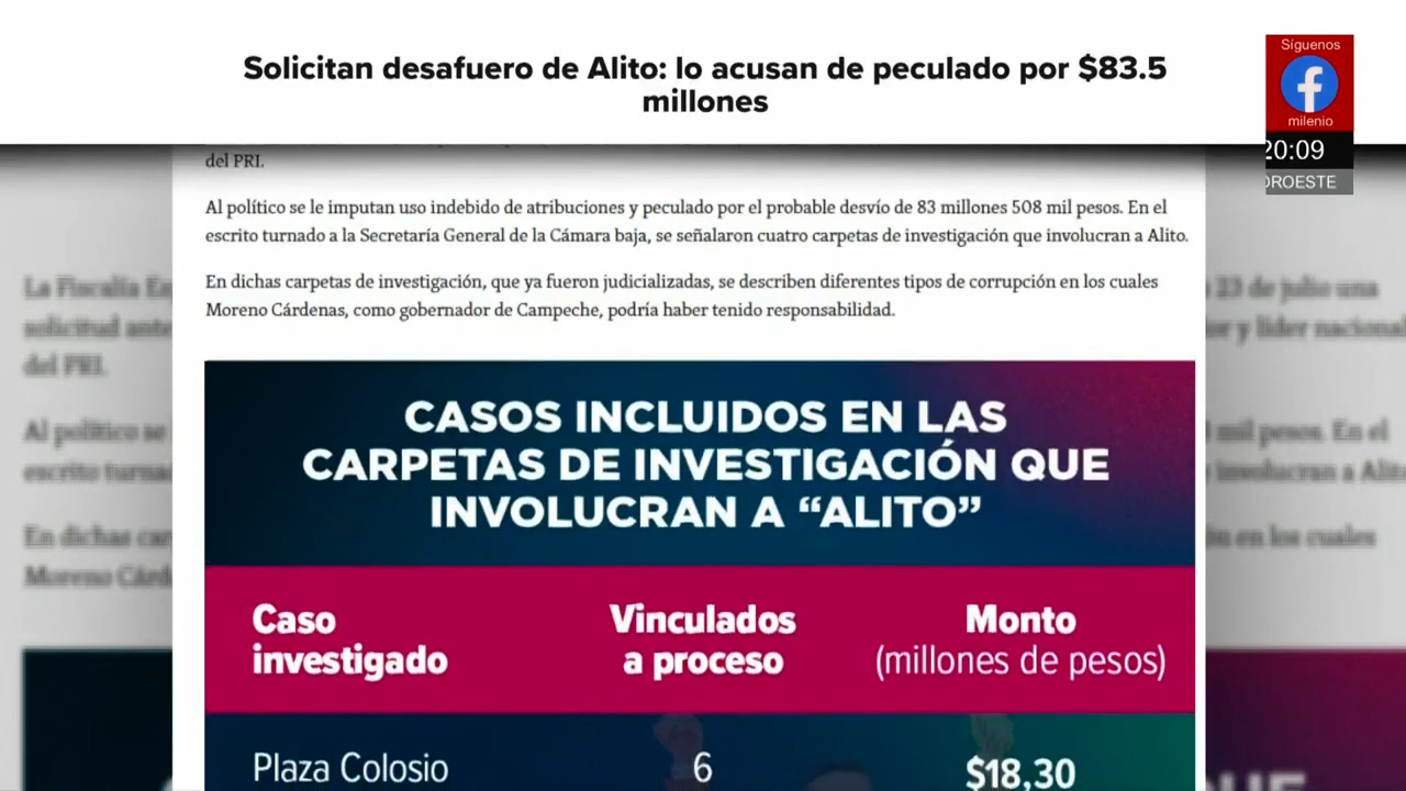 Fiscalía de Campeche revive intento de desafuero contra Alejandro Moreno