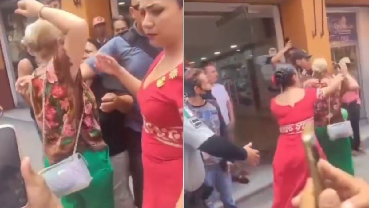 La Guardia Nacional intervino para separar a las mujeres. (Foto: Capturas de pantalla)