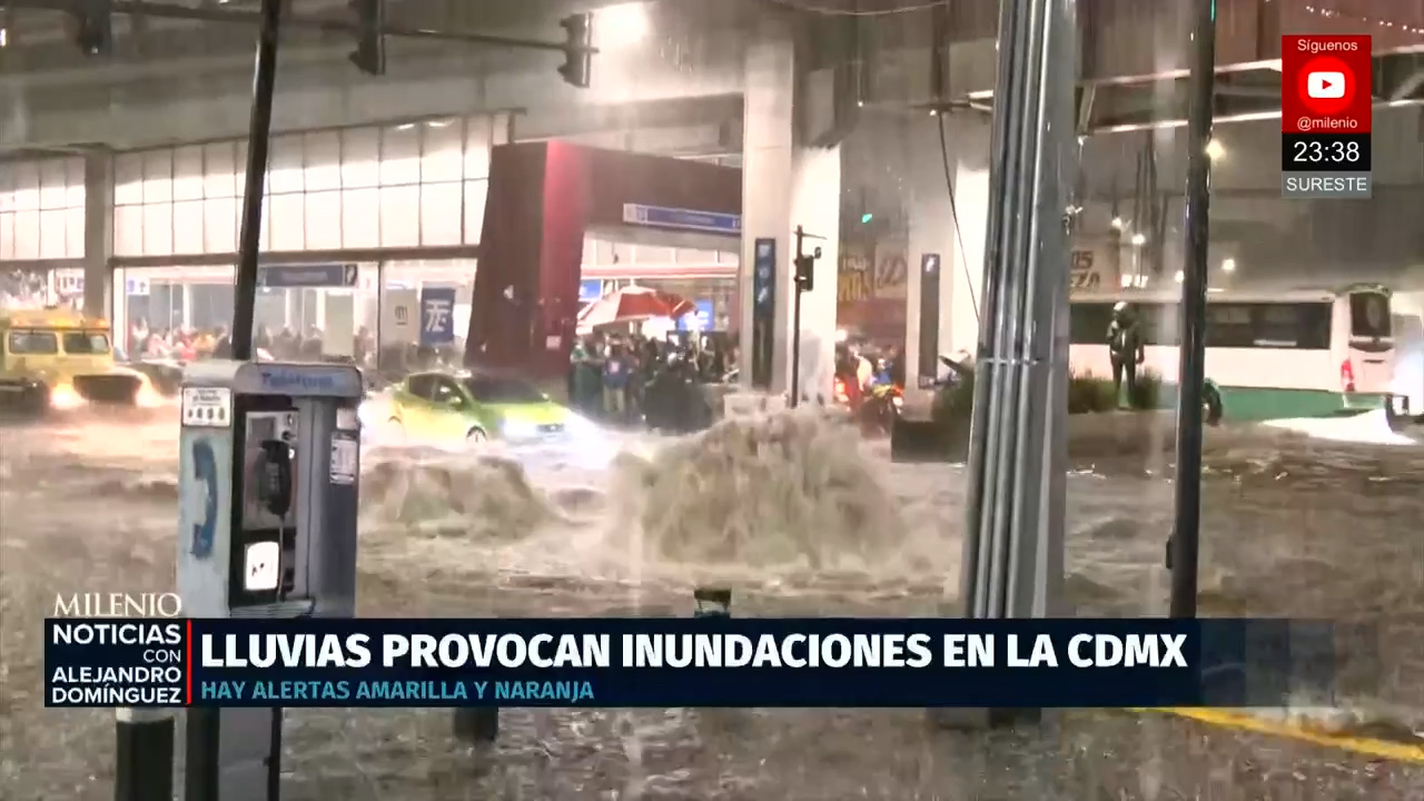 Lluvias de esta tarde provocan nuevas inundaciones en la Ciudad de México