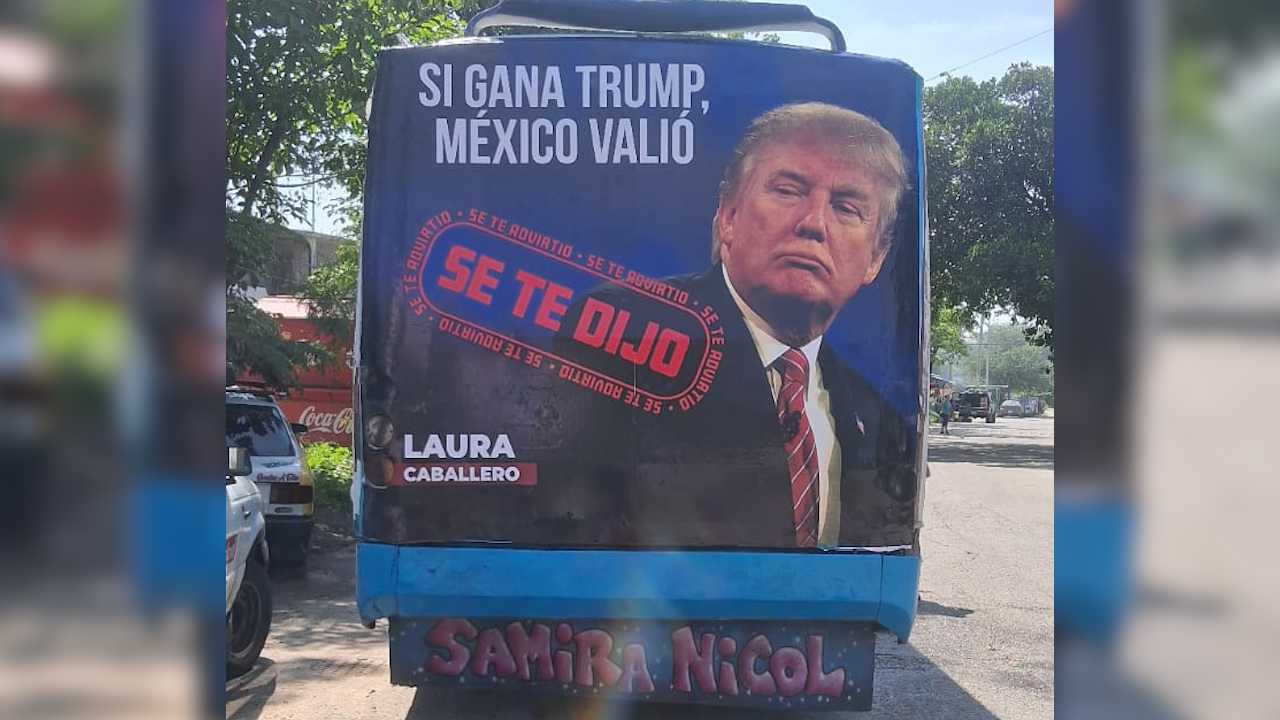 Campaña anti-Trump circula en transporte público de Acapulco